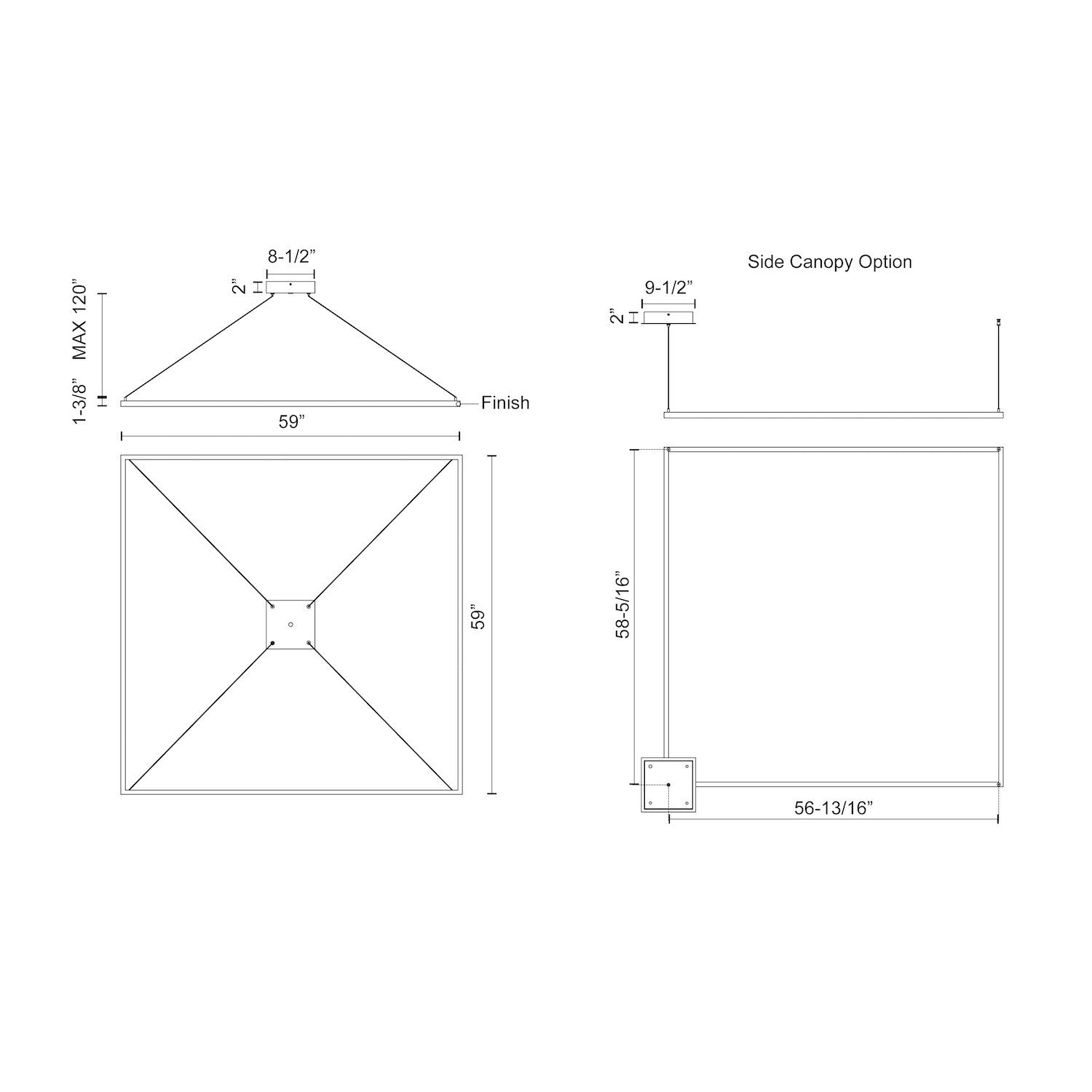 Piazza 60-in Black LED Pendant