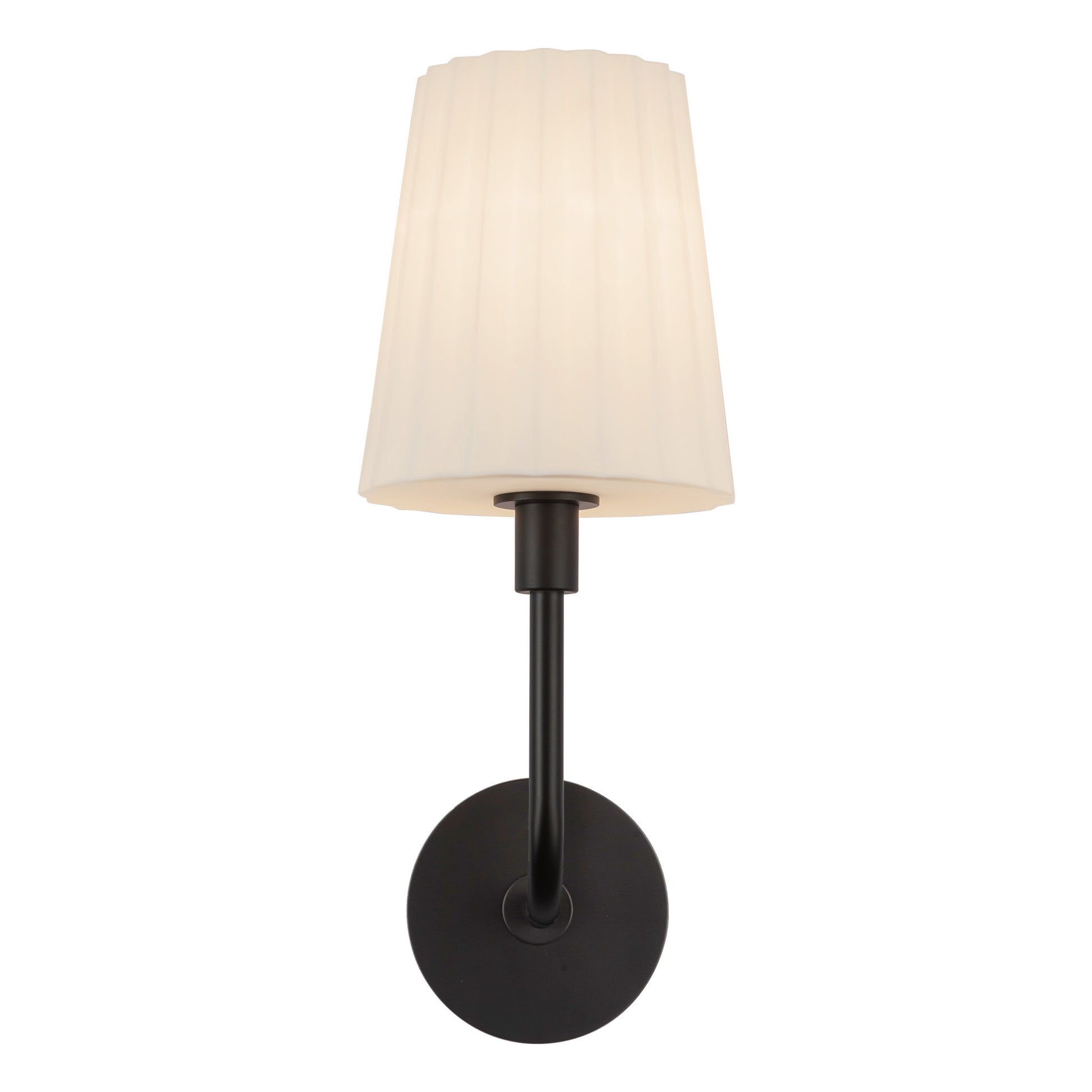 Plisse 7-in Matte Black/Opal Matte Glass 1 Light Wall/Vanity