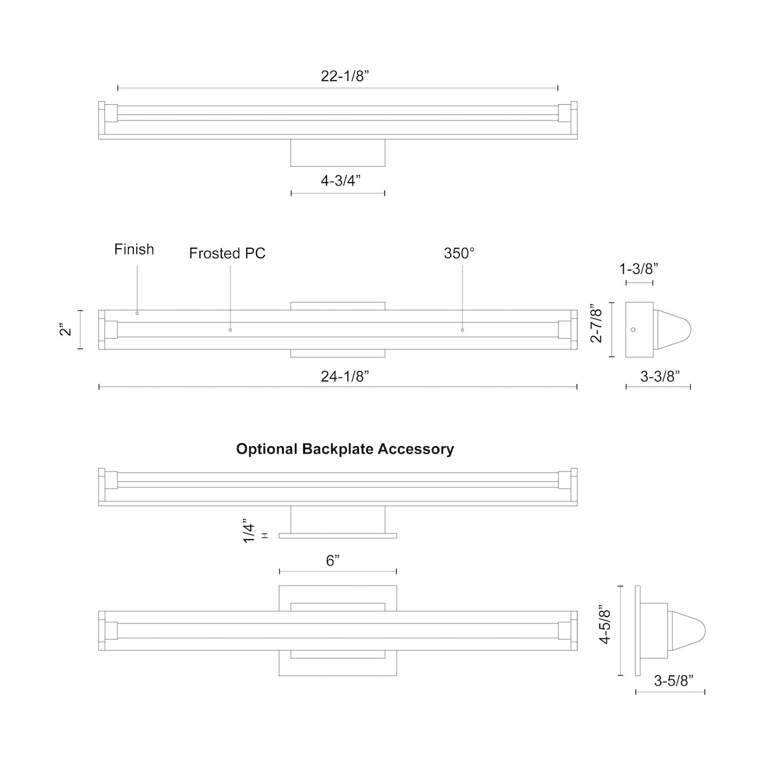 Plymouth 24-in Black LED Vanity