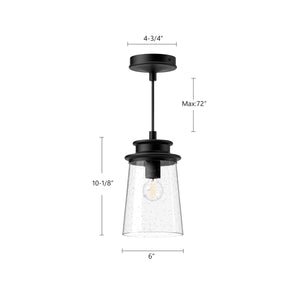 Quincy 6-in Clear Bubble Glass/Textured Black 1 Light Exterior Pendant