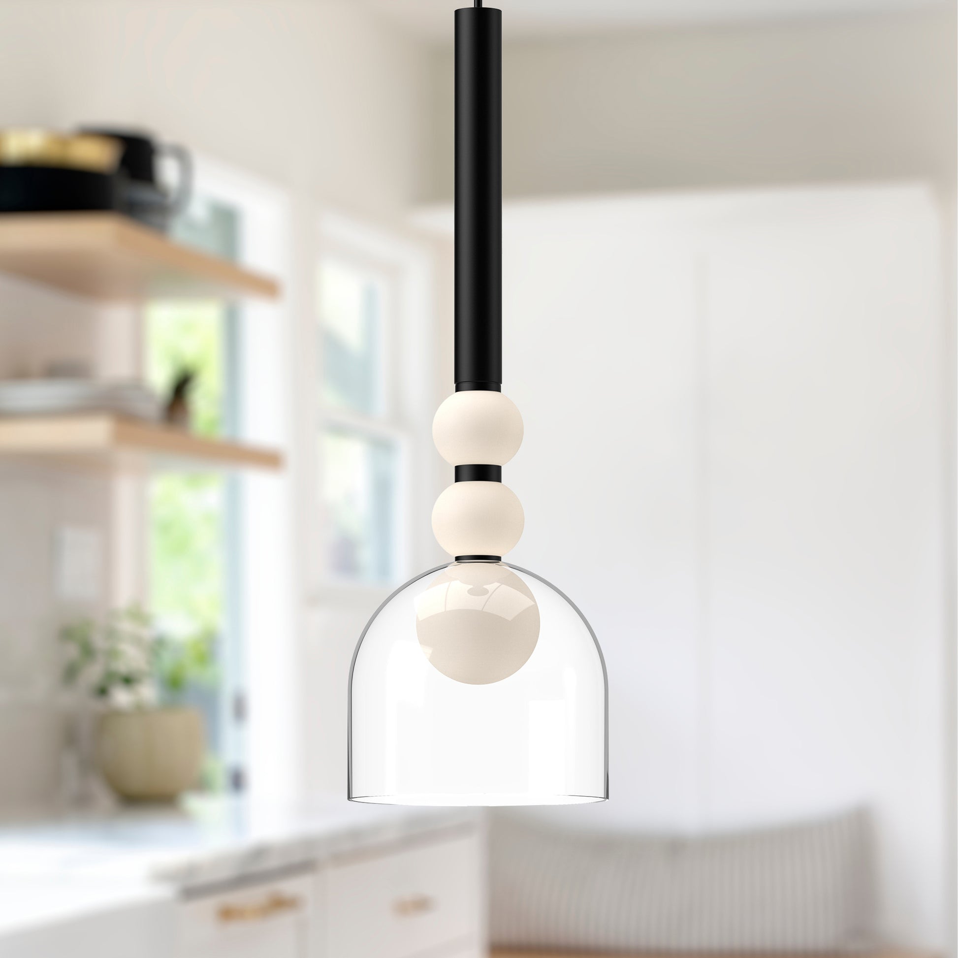 Rise 6-in Black/Clear LED Pendant