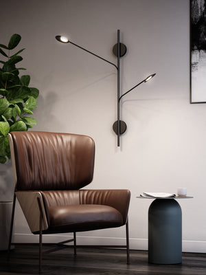 Rotaire 2 Head Black LED Wall Sconce