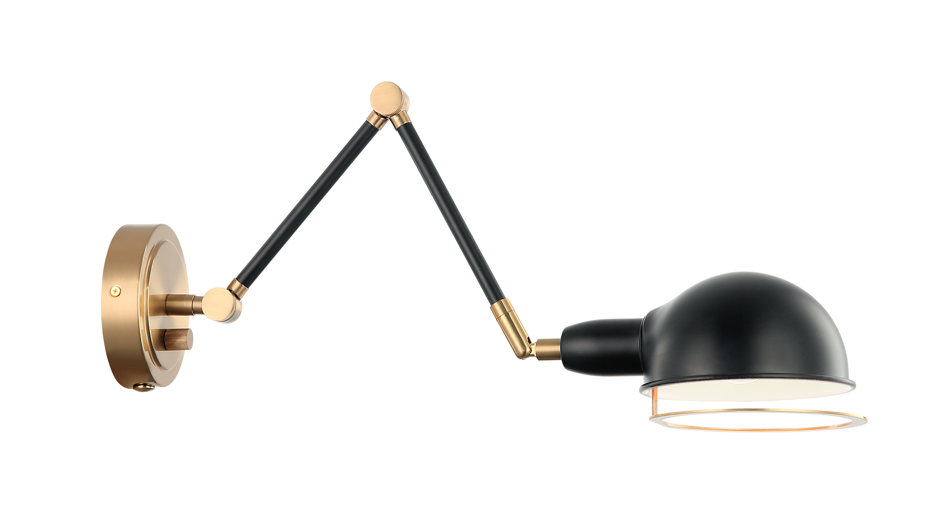 1 LT "BLARE" AGED GOLD WALL SCONCE E26 - BLACK METAL SHADE