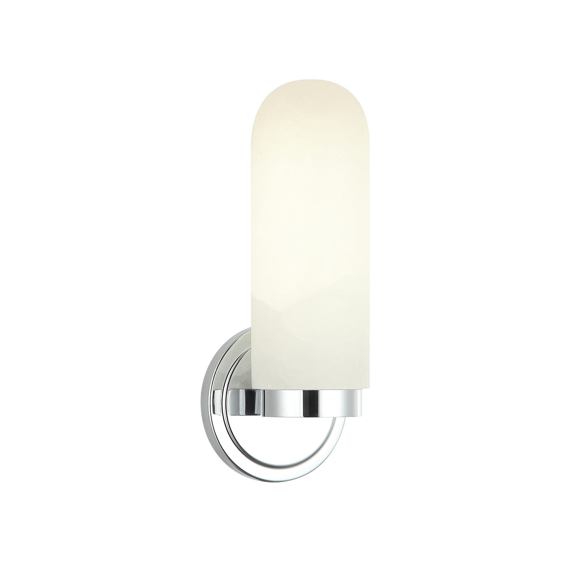 Featuring capsule shaped alabaster glass, the Capsula will add a beautiful touch to your space. Finishes include Aged Gold Brass, Chrome and Matte Black.