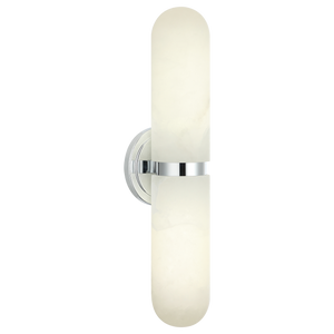 Featuring capsule shaped alabaster glass, the Capsula will add a beautiful touch to your space. Finishes include Aged Gold Brass, Chrome and Matte Black.