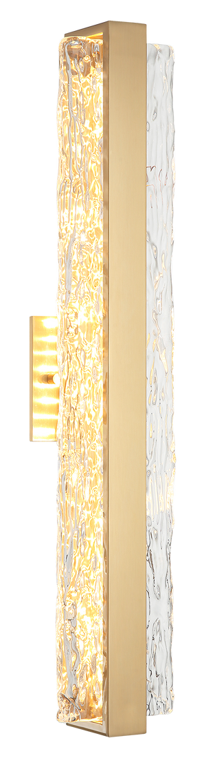 Niagara is an elegant LED series with beautiful handmade clear glass. It can be mounted vertically or horizontally. Available in Aged Gold Brass and Chrome and 2 sizes.