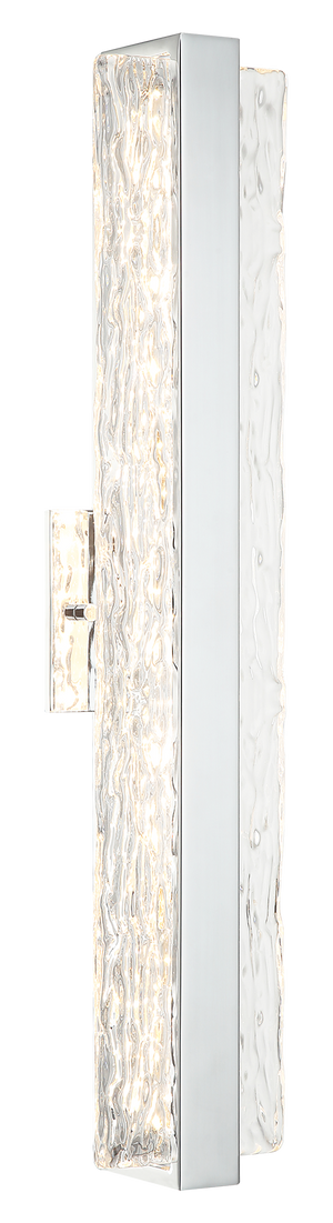 Niagara is an elegant LED series with beautiful handmade clear glass. It can be mounted vertically or horizontally. Available in Aged Gold Brass and Chrome and 2 sizes.