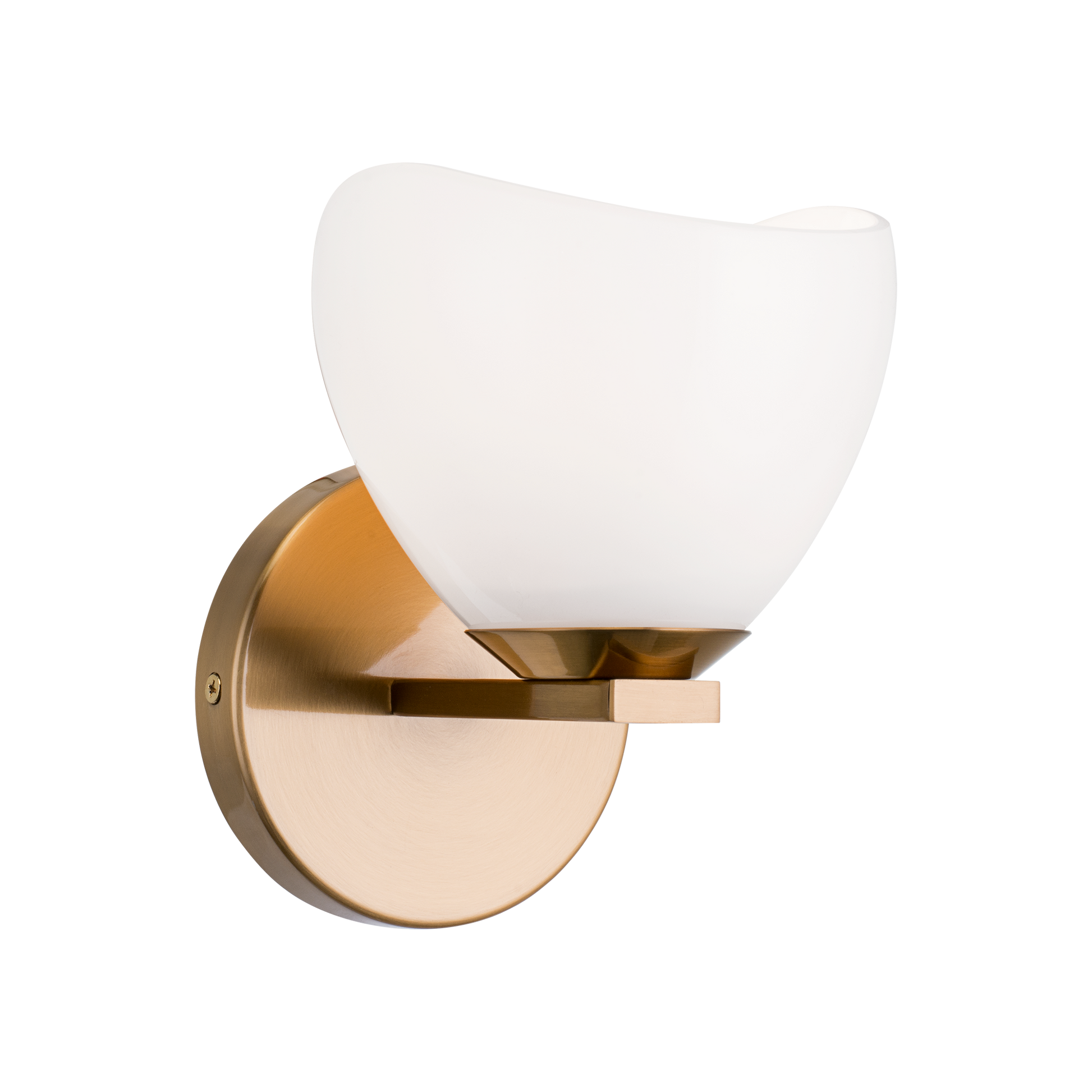Uptowne is a dazzling family with distinctive curved opal glass. Available in Aged Gold Brass or Black.