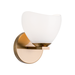 Uptowne is a dazzling family with distinctive curved opal glass. Available in Aged Gold Brass or Black.