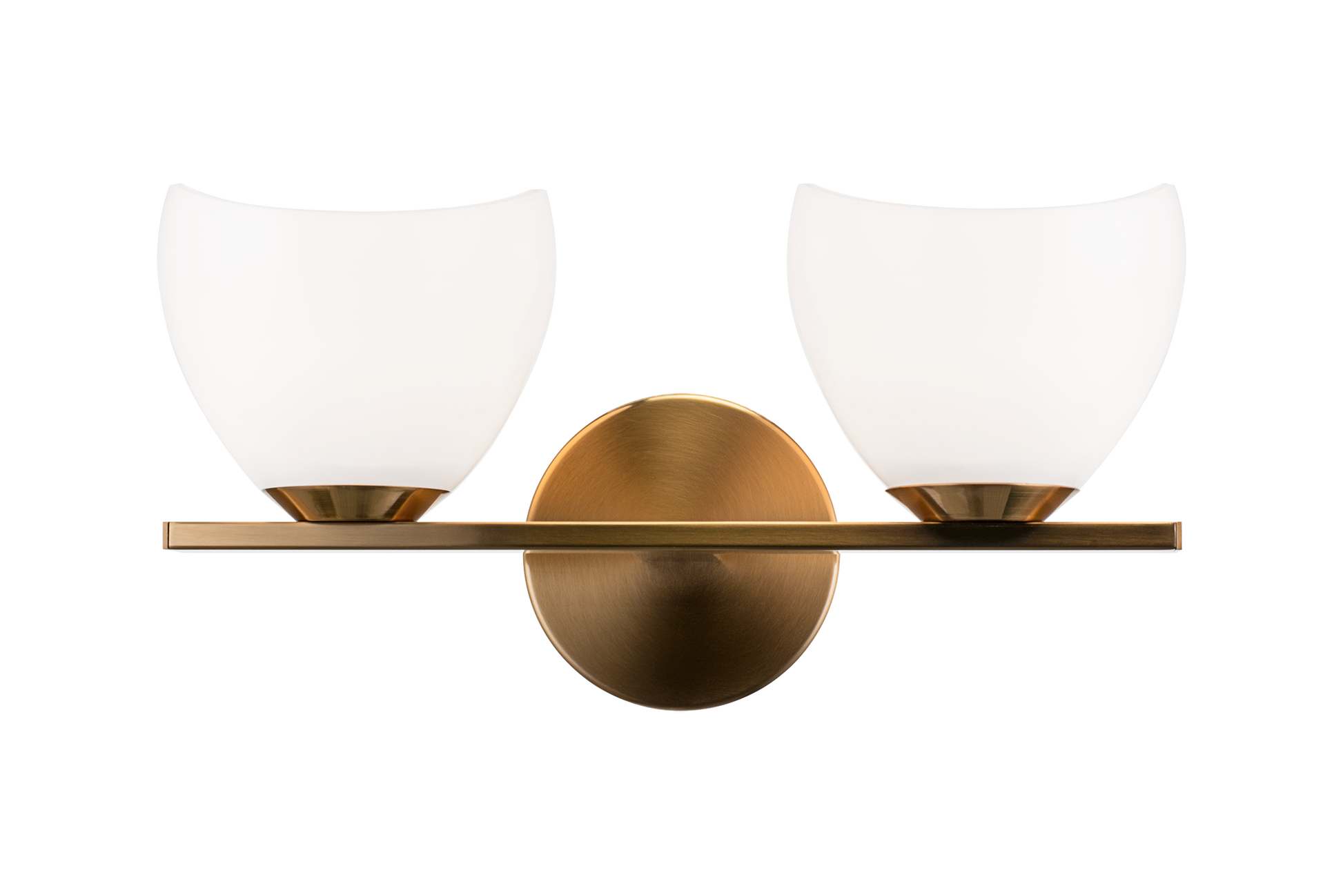 Uptowne is a dazzling family with distinctive curved opal glass. Available in Aged Gold Brass or Black.