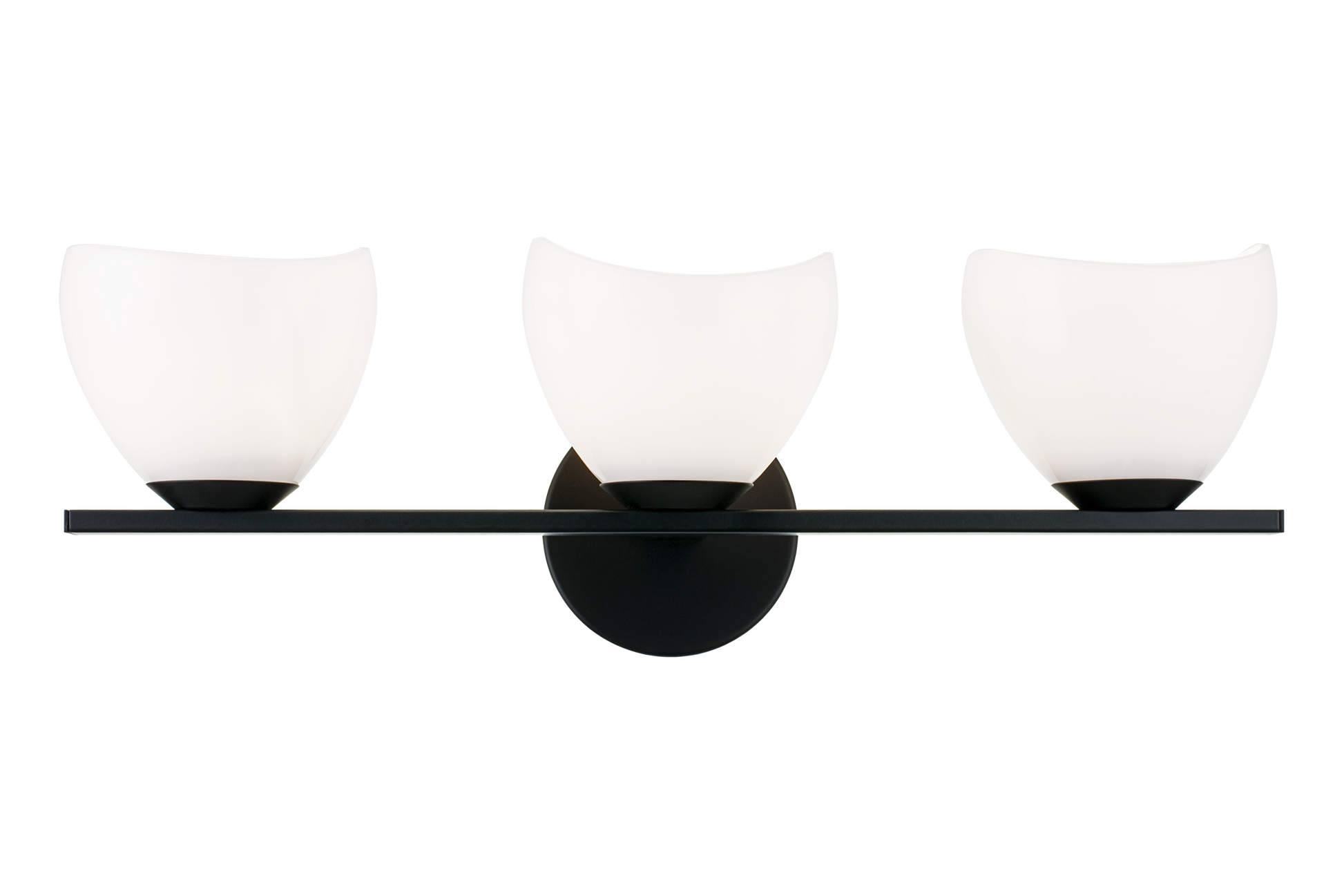 Uptowne is a dazzling family with distinctive curved opal glass. Available in Aged Gold Brass or Black.