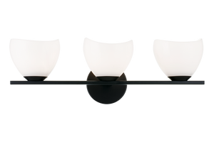 Uptowne is a dazzling family with distinctive curved opal glass. Available in Aged Gold Brass or Black.