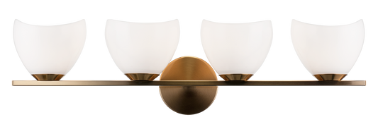Uptowne is a dazzling family with distinctive curved opal glass. Available in Aged Gold Brass or Black.