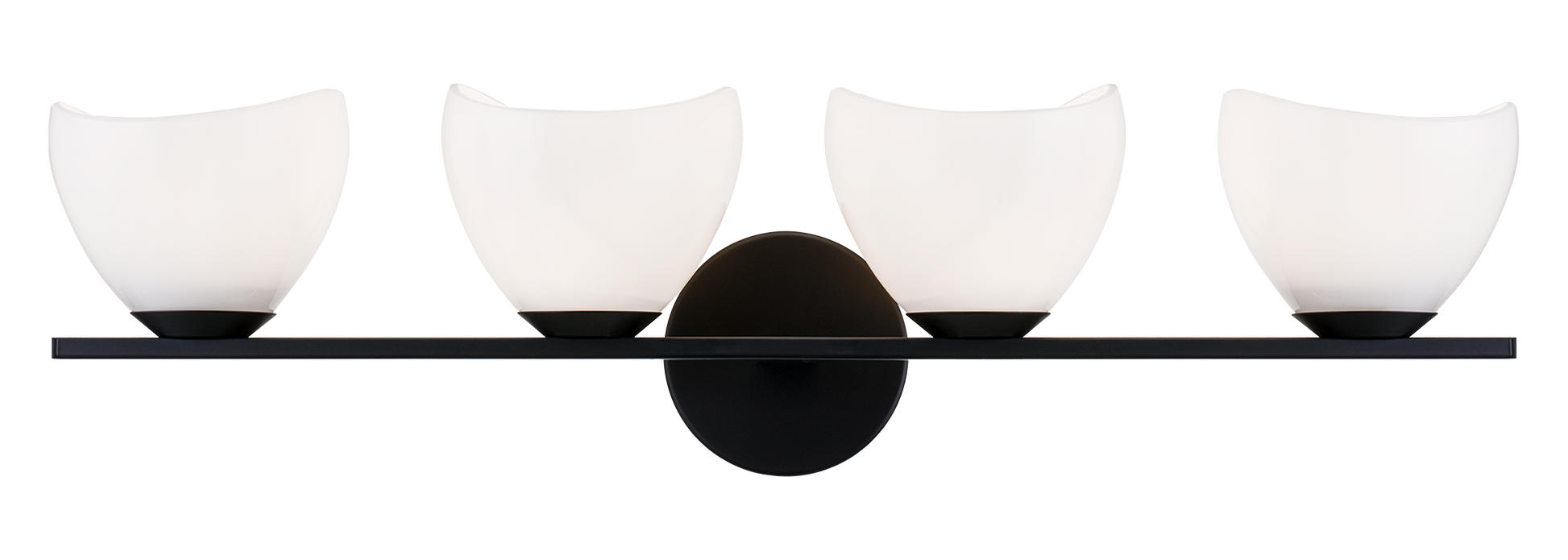 Uptowne is a dazzling family with distinctive curved opal glass. Available in Aged Gold Brass or Black.