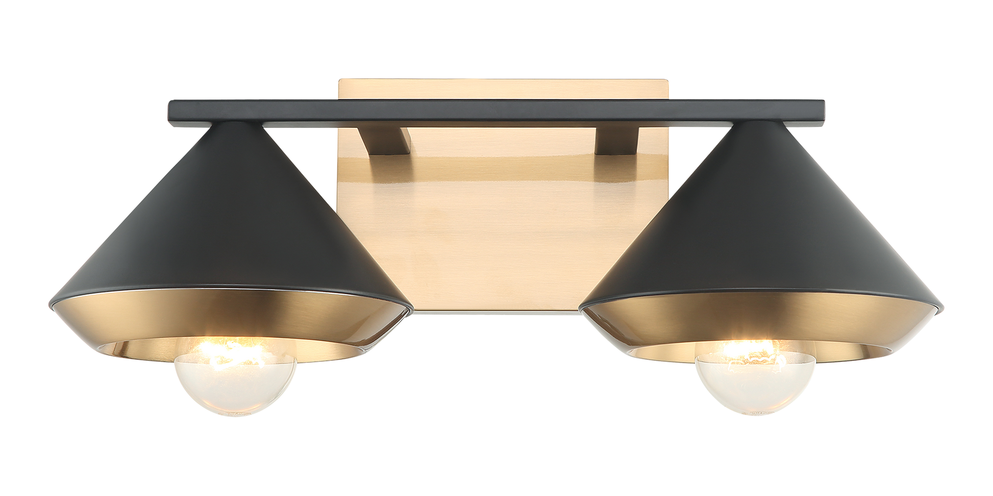 Mid century vanity option available in 4 sizes. The dual tone frame and substantial cone shades provide visual interest in this beautiful collection.