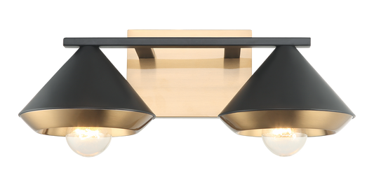 Mid century vanity option available in 4 sizes. The dual tone frame and substantial cone shades provide visual interest in this beautiful collection.