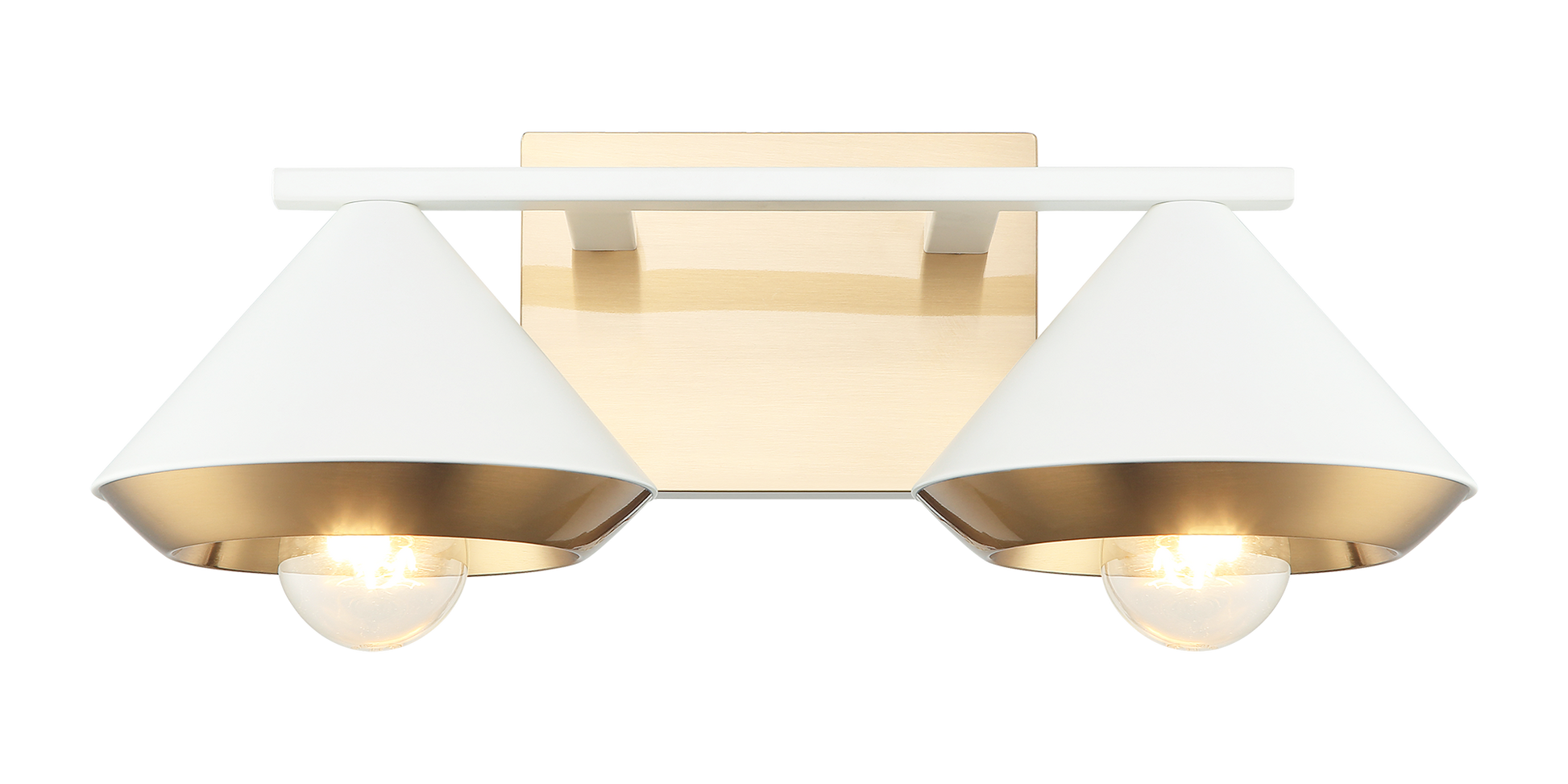 Mid century vanity option available in 4 sizes. The dual tone frame and substantial cone shades provide visual interest in this beautiful collection.