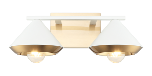 Mid century vanity option available in 4 sizes. The dual tone frame and substantial cone shades provide visual interest in this beautiful collection.