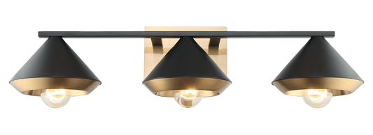 Mid century vanity option available in 4 sizes. The dual tone frame and substantial cone shades provide visual interest in this beautiful collection.