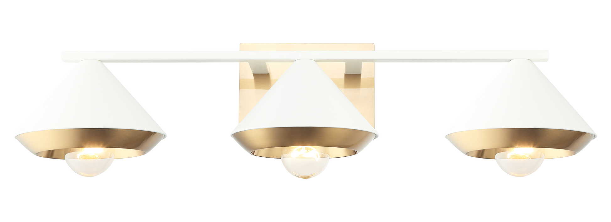 Mid century vanity option available in 4 sizes. The dual tone frame and substantial cone shades provide visual interest in this beautiful collection.