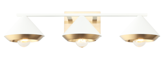 Mid century vanity option available in 4 sizes. The dual tone frame and substantial cone shades provide visual interest in this beautiful collection.