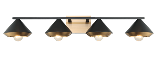 Mid century vanity option available in 4 sizes. The dual tone frame and substantial cone shades provide visual interest in this beautiful collection.