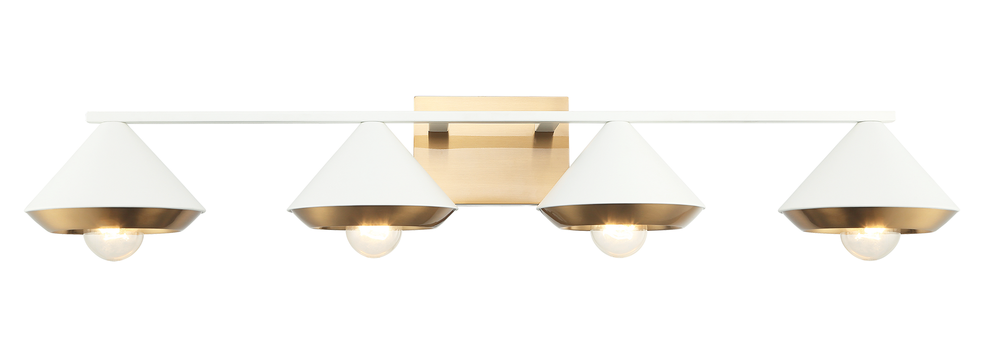 Mid century vanity option available in 4 sizes. The dual tone frame and substantial cone shades provide visual interest in this beautiful collection.