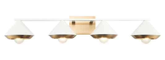 Mid century vanity option available in 4 sizes. The dual tone frame and substantial cone shades provide visual interest in this beautiful collection.