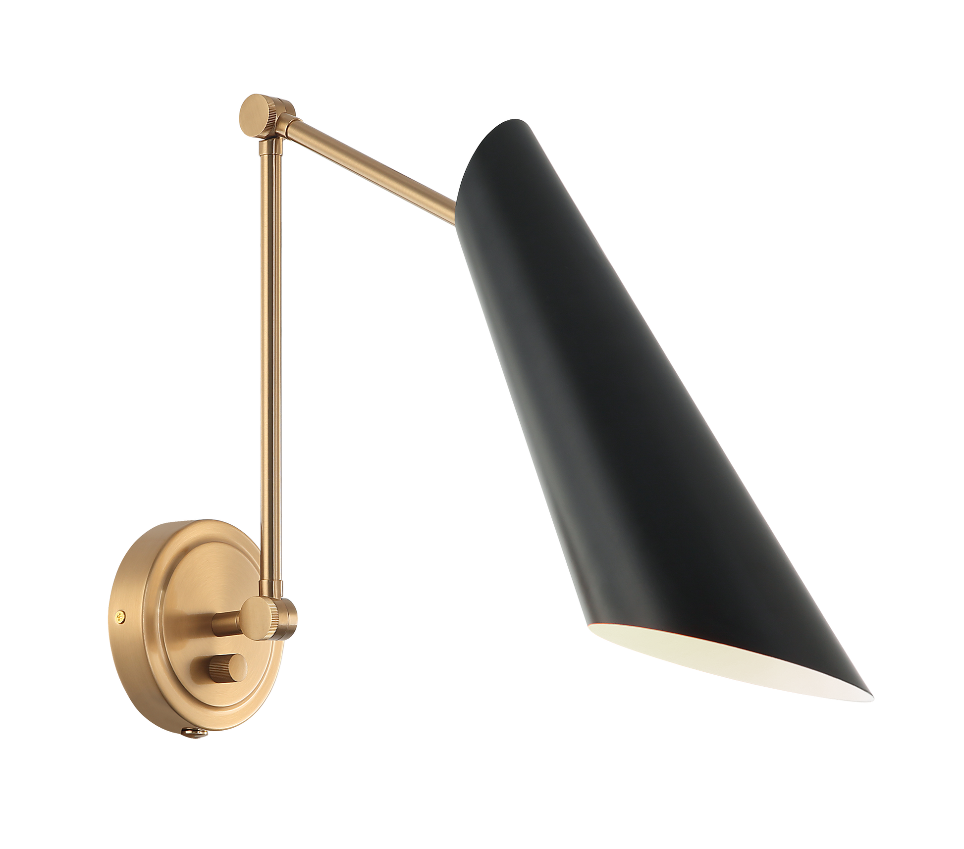 1 LT "BUTERA" AGED GOLD WALL SCONCE E26 - BLACK METAL SHADE