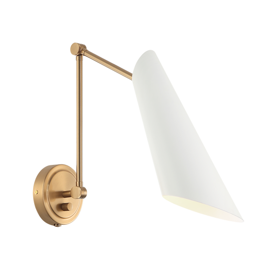 1 LT "BUTERA" AGED GOLD WALL SCONCE E26 - BLACK METAL SHADE