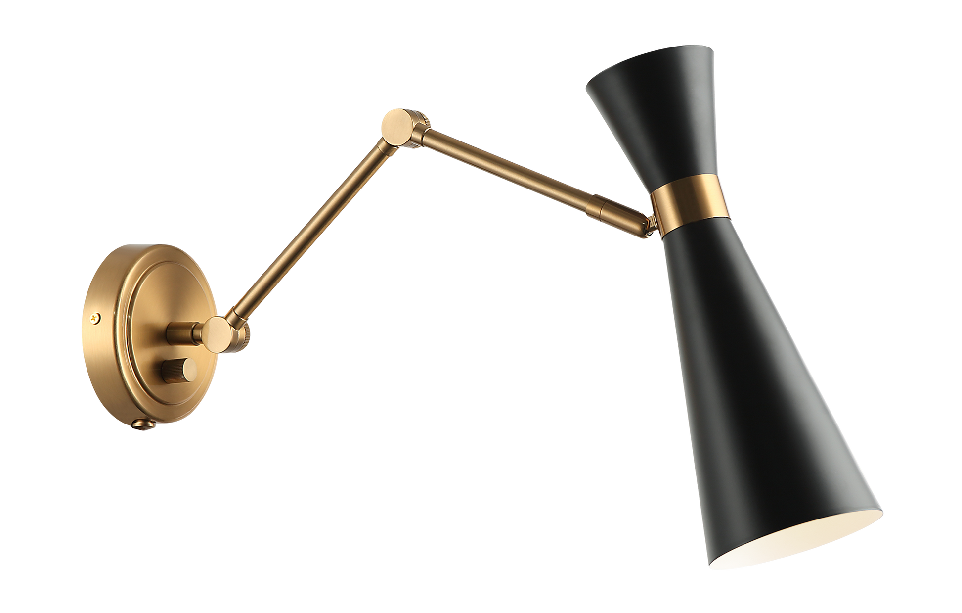 The Blaze series is both fun and functional. Available in 2 finish combinations: Aged Gold Brass with White and Aged Gold Brass with Black. Features a built in dimmer and adjustable shade for directional lighting.