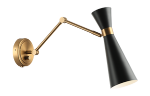 The Blaze series is both fun and functional. Available in 2 finish combinations: Aged Gold Brass with White and Aged Gold Brass with Black. Features a built in dimmer and adjustable shade for directional lighting.