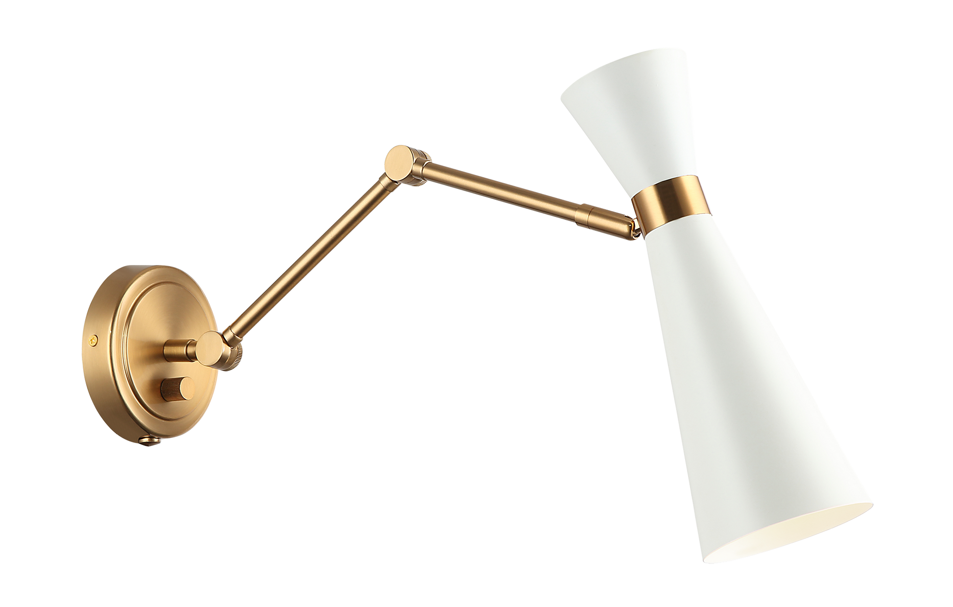 The Blaze series is both fun and functional. Available in 2 finish combinations: Aged Gold Brass with White and Aged Gold Brass with Black. Features a built in dimmer and adjustable shade for directional lighting.