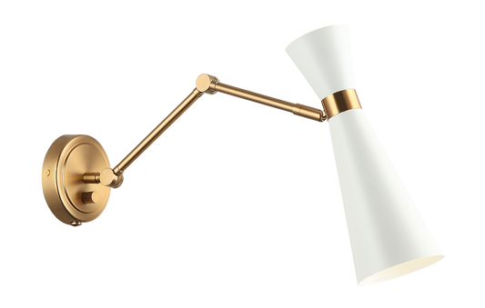 The Blaze series is both fun and functional. Available in 2 finish combinations: Aged Gold Brass with White and Aged Gold Brass with Black. Features a built in dimmer and adjustable shade for directional lighting.