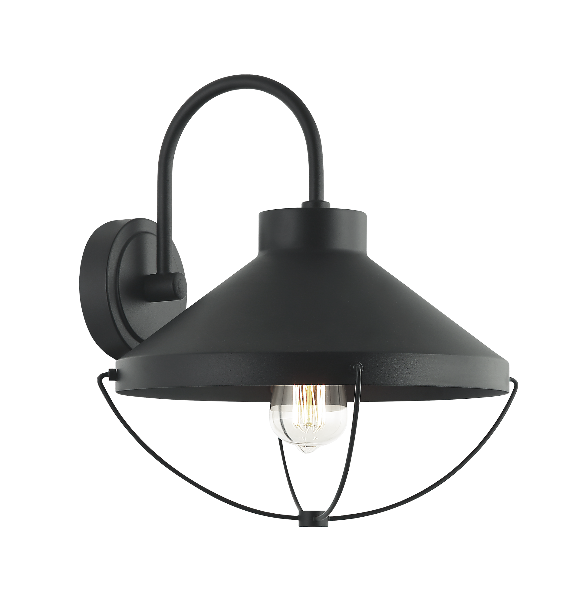1 LT 12.6"DIA "FABLE" BLACK WALL SCONCE