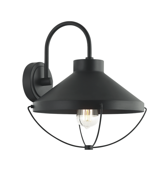 1 LT 12.6"DIA "FABLE" BLACK WALL SCONCE