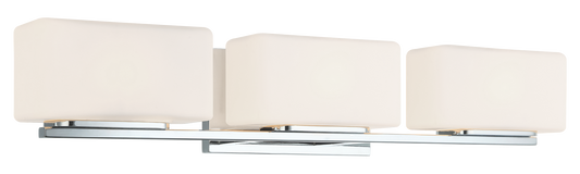 Chiclet is a soft modern design with smooth white glass and rounded edges to be installed as a wall sconce or vanity. The series is available in 4 sizes, a 1 light, 2 light, 3 light and 4 light options in either Chrome or Matte Black finishes.