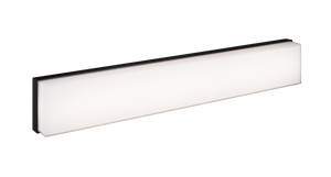 Sleek square and rectangular shape is the signature of this product.The clean lines represent simplicity at its best. The base comes in Chrome or Oxidized Black paired with a painted white glass shade. Available in both a LED wall sconce and flush mount.