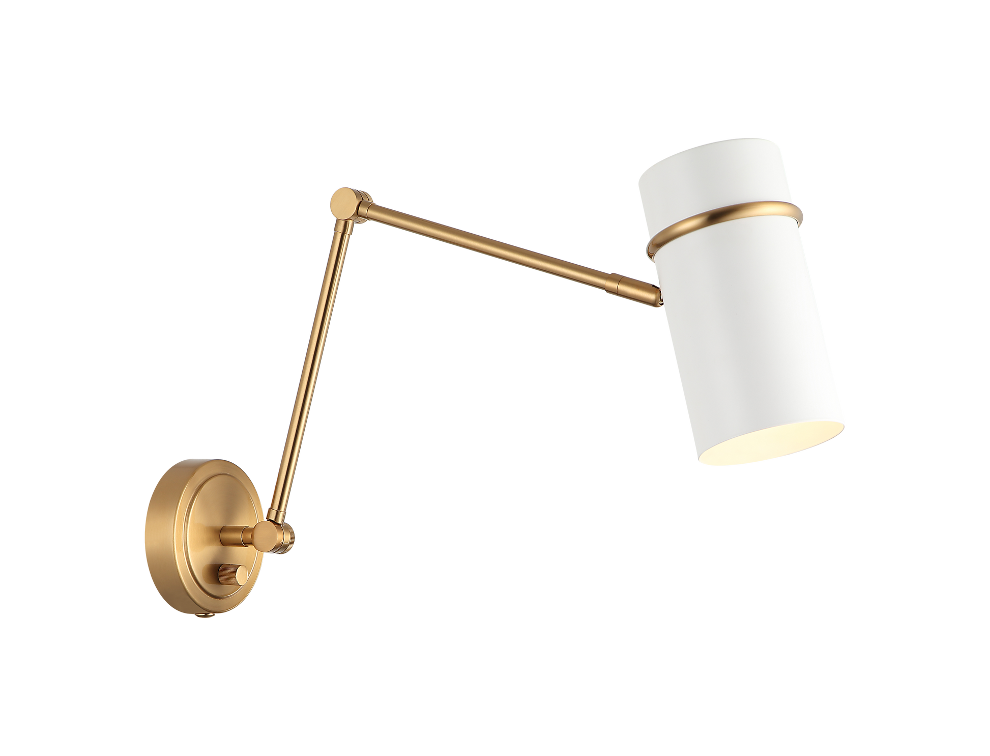 With the modern design and touch of mid-century elegance, the 
Cilindro wall light would be a great piece for any reading nook, 
bedroom and home office. Finishes include Aged Gold Brass with 
White shade and Brushed Nickel with Matte Black shade