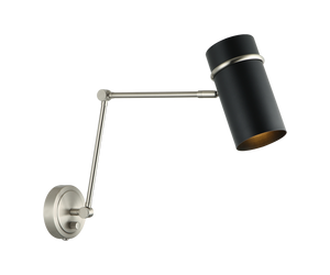 With the modern design and touch of mid-century elegance, the 
Cilindro wall light would be a great piece for any reading nook, 
bedroom and home office. Finishes include Aged Gold Brass with 
White shade and Brushed Nickel with Matte Black shade