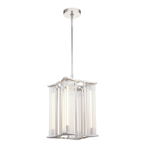Sabre 11-in Polished Nickel/Ribbed Glass LED Pendant
