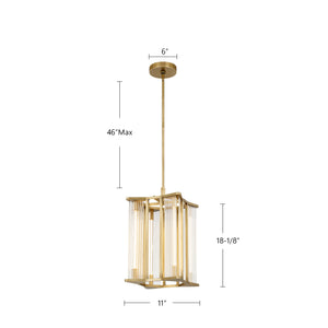 Sabre 11-in Polished Nickel/Ribbed Glass LED Pendant