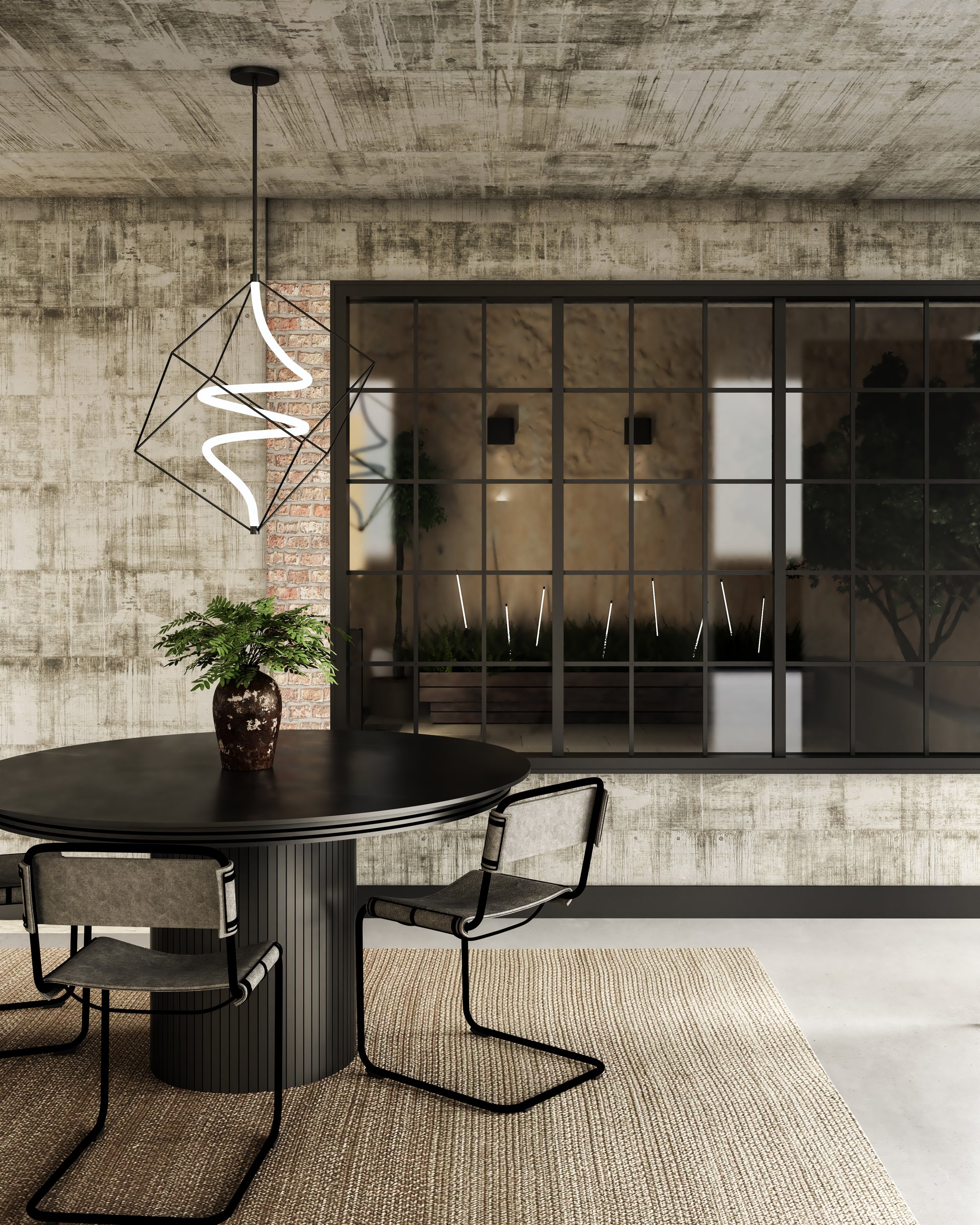 Script 26-in Black LED Pendant