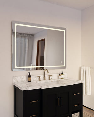 Seneca 32-in Sandblasted Merc Edge LED Vanity Mirror