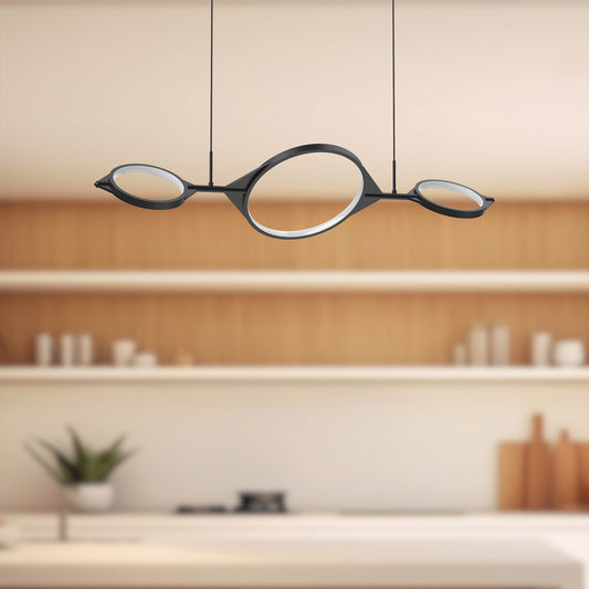 Serif 34-in Black LED Linear Pendant