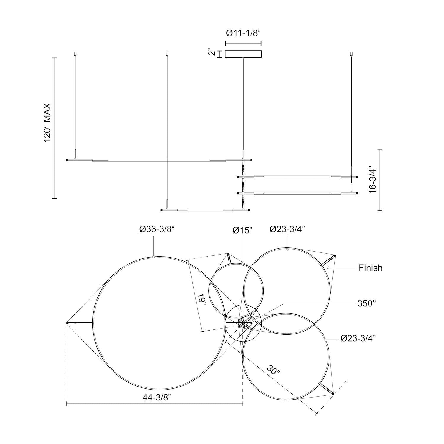 Serif 36-in Black LED Multi Pendant