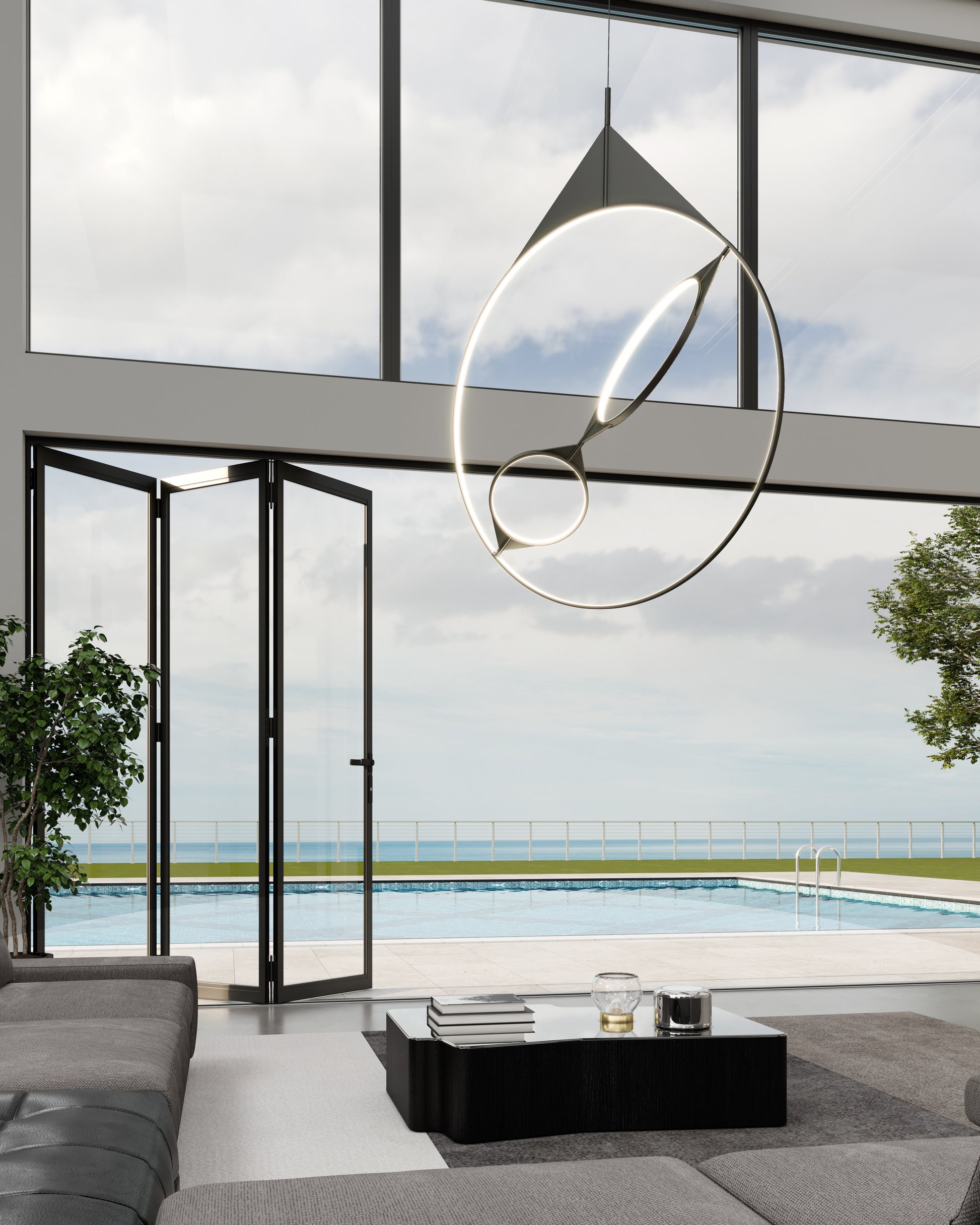 Serif 36-in Black LED Pendant