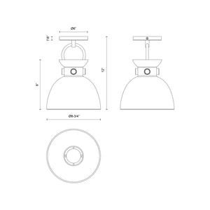 Waldo 9-in Flush Mount