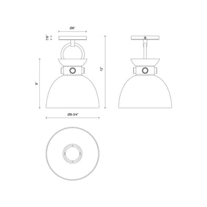 Waldo 9-in Flush Mount