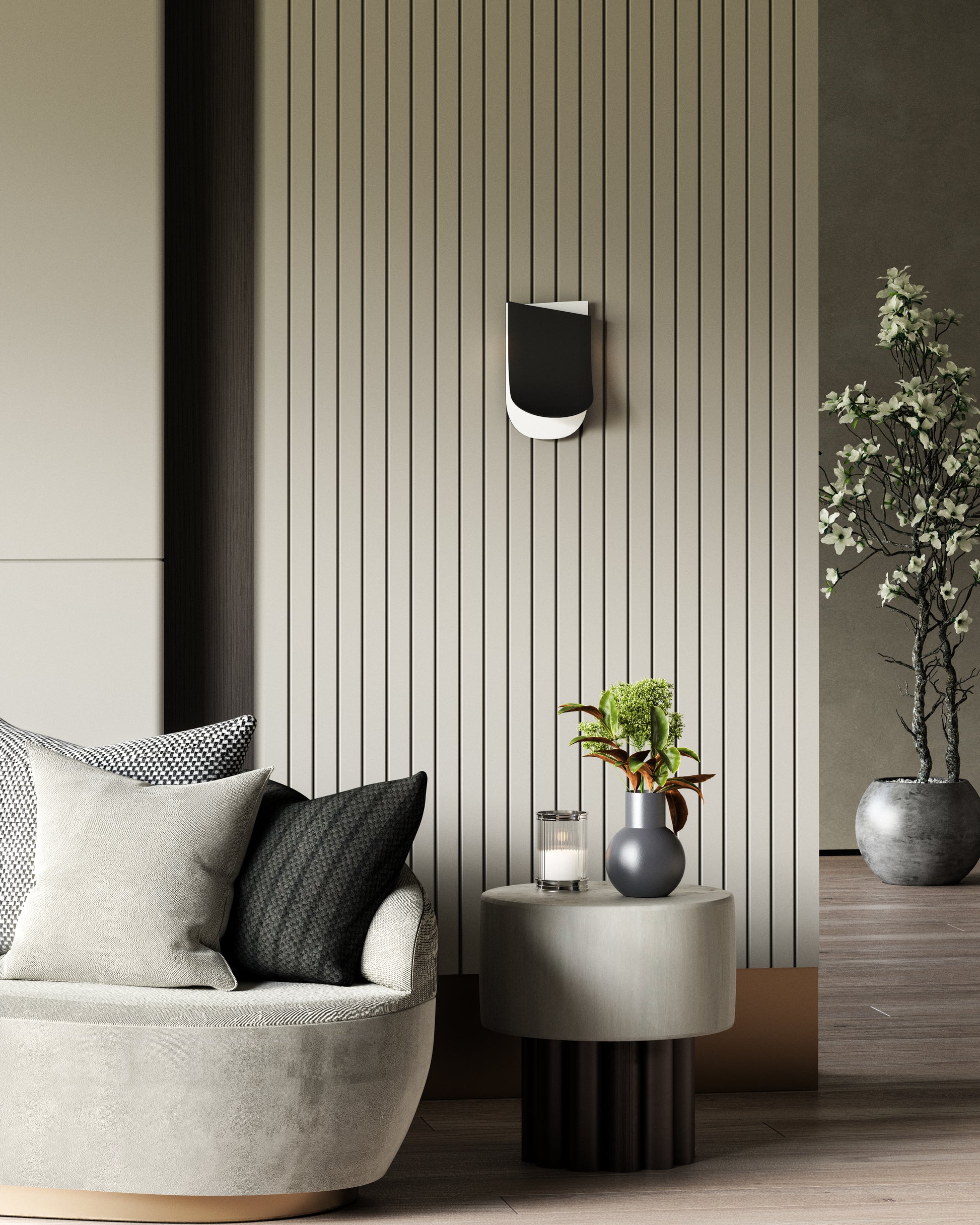 Sonder 6-in Black/White LED Wall Sconce